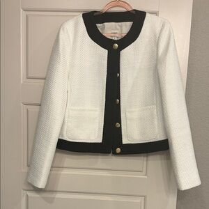 J. Crew White and Black Blazer with Gold Buttons